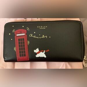 NWT Radley London Christmas is Calling Matinee Zip Wallet.